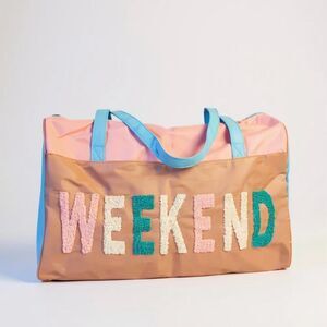 Weekender Travel Overnight Chenille Patch Duffle Bag New